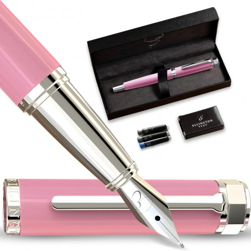 Luxury Fountain Pen Set- Fountain Pens for Writing - Smooth Medium Nib - Includes Refillable Ink Converter, 3 Ink Cartridges [Black & Blue], Gift Box - Elegant Calligraphy