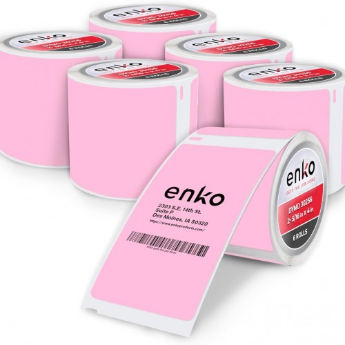 enKo [6 Rolls, 1800 Direct Thermal Labels] Pink Colored Compatible for Dymo 30256 Label (2-5/16 x 4") Use with Dymo, Rollo Thermal Printer as Shipping & Mailing Labels