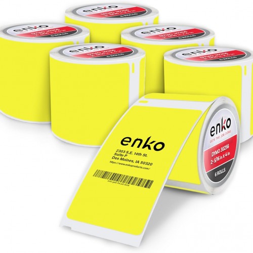 enKo [6 Rolls, 1800 Direct Thermal Labels] Yellow Colored Compatible for Dymo 30256 Label (2-5/16 x 4") Use with Dymo, Rollo Thermal Printer as Shipping & Mailing Labels