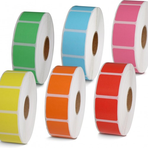 BETCKEY - 1" x 1" Square QR Code Labels Replacement for Zebra & Label Printer,Premium Adhesive & Perforated[Mixed: Light Blue + Red + Green + Pink + Orange + Yellow, 6 Rolls, 8280 Labels]