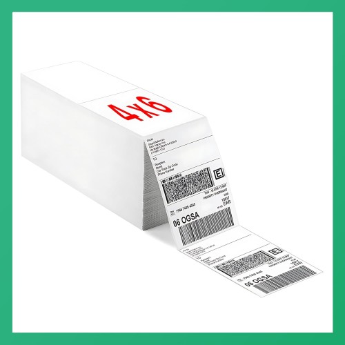 Fanfold [4 x 6 inch] x [3000 Labels] Thermal Stack Direct White Strong Adhesive Perforated Postage Shipping Printer Compatible with Zebra SNBC Epson Rollo (3000 Labels, Fanfold)