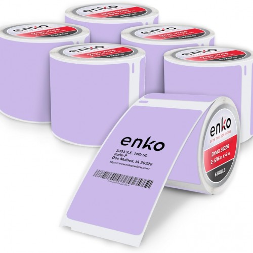 enKo [6 Rolls, 1800 Direct Thermal Labels] Lavender Colored Compatible for Dymo 30256 Label (2-5/16 x 4") Use with Dymo, Rollo Thermal Printer as Shipping & Mailing Labels