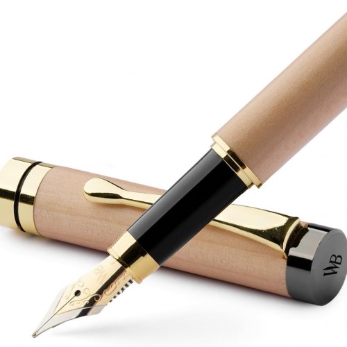 Wordsworth & Black Fountain Pen Set, Luxury Bamboo Wood - Fine Nib, Gift Case; Includes 6 Ink Cartridges, Ink Refill Converter -Journaling, Calligraphy; Drawing, Smooth Writing [Maple Wood]