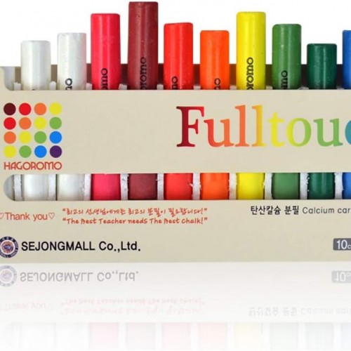 Hagoromo Fulltouch Color Chalk - Non-Toxic [12 Pcs/10 Color Mix] 1 Box, Dustless Washable Chalk for Kids & Professionals, Sidewalk & Blackboard