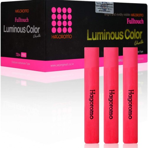 Hagoromo Fulltouch Luminous Chalk 1 Box, Non-Toxic, Dustless [72 Pcs/Pink]