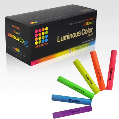 Hagoromo Fulltouch Luminous Chalk 1 Box, Non-Toxic, Dustless [72 Pcs/6 Color Mix]