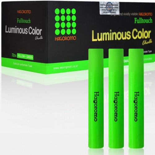 Hagoromo Fulltouch Luminous Chalk 1 Box, Non-Toxic, Dustless [72 Pcs/Yellow Green]