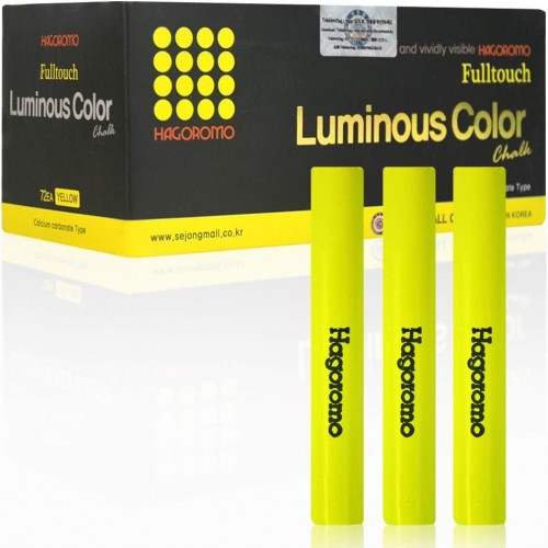 Hagoromo Fulltouch Luminous Chalk 1 Box, Non-Toxic, Dustless [72 Pcs/Yellow]