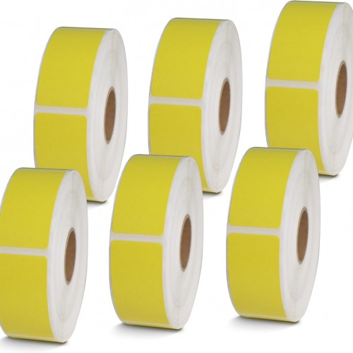 BETCKEY - 1" x 2" Barcode & Address Labels Compatible with Zebra & Rollo Label Printer,Premium Adhesive & Perforated [Yellow, 6 Rolls, 4500 Labels]