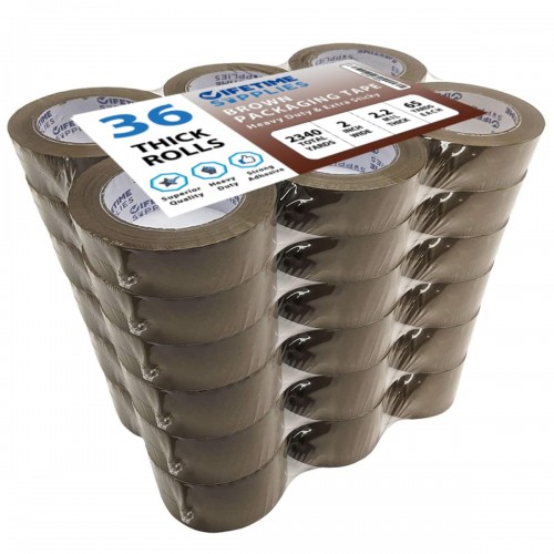 36 ROLLS [UPGRADED] Brown Premium Packing Tape, 65 YARDS, 2.2 mil, Heavy Duty Packaging Tape for Shipping, Moving, Sealing - STRONGER & THICKER