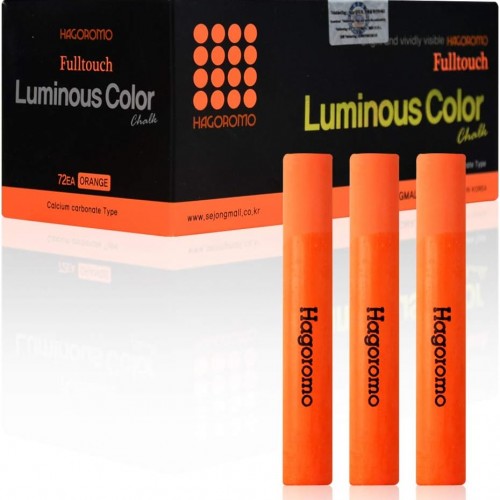 Hagoromo Fulltouch Luminous Chalk 1 Box, Non-Toxic, Dustless [72 Pcs/Orange]