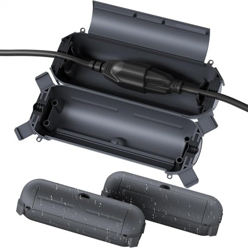 Flemoon [3 Pack] Outdoor Extension Cord Safety Cover with Waterproof Seal, Weatherproof Electrical Connection Box to Protect Outdoor Outlet, Plug, Socket, Christmas Holiday Decoration Light, Gray
