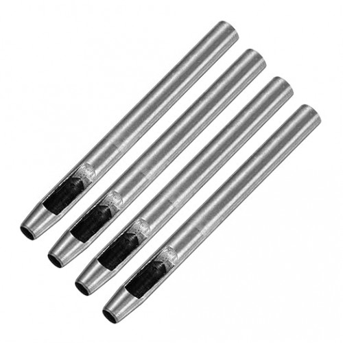 6MM Leather Hole Punch Tool [4PCS] - Metal Round Belt Hole Puncher Use for Leather Working & Belts & Watch Band & Paper & Plastic - [Silver Tone] Round Hollow Tools