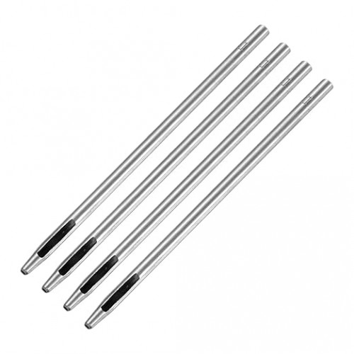1.5MM Leather Hole Punch Tool [4PCS] - Metal Round Belt Hole Puncher Use for Leather Working & Belts & Watch Band & Paper & Plastic - [Silver Tone] Round Hollow Tools