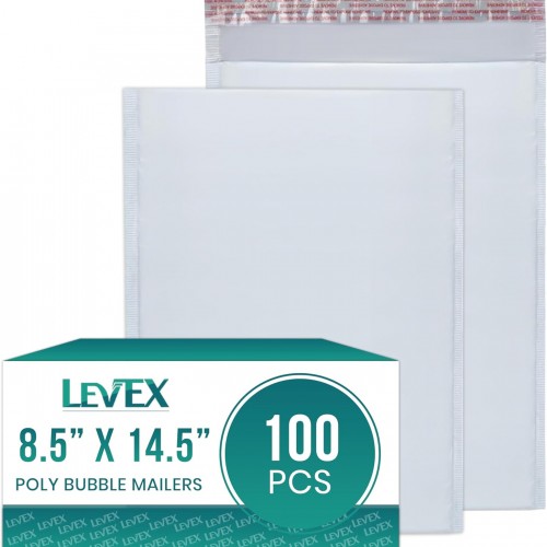 Levex - #3 8.5" x 14.5" [100 Pack] Poly Bubble Mailers, Padded Envelope Mailers, Packing Envelope & Mailing Bags for Shipping