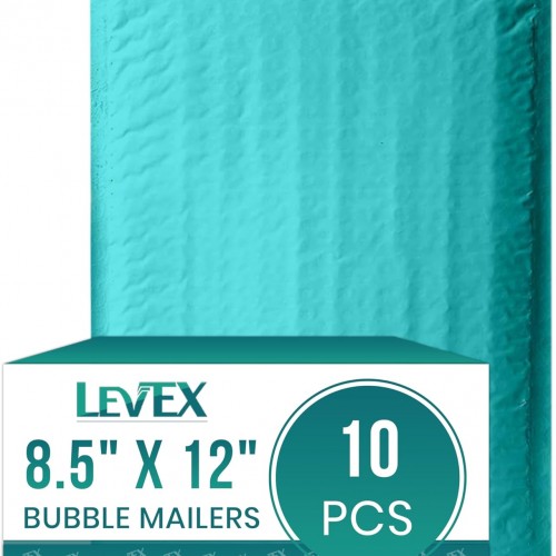Levex - #2 8.5" x 12" [10 Pack] Teal Poly Bubble Mailers, Padded Envelope Mailers, Packing Envelope & Mailing Bags for Shipping