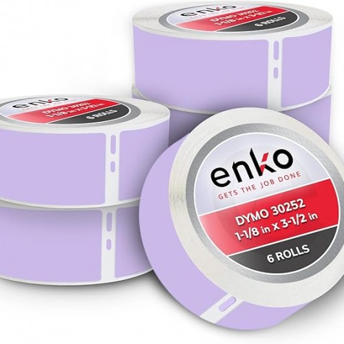 enKo [6 Rolls, 2100 Labels] Address, Shipping & Barcode Labels 30252 - Lavender (1-1/8" x 3-1/2") Compatible for Dymo LabelWriter
