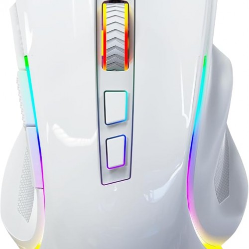Redragon M602 Gaming Mouse, Ergonomic RGB Gaming Mouse Wired with 7200 Adjustable DPI, 9 Programmable Buttons, Professional Software for Gamer Office [White]