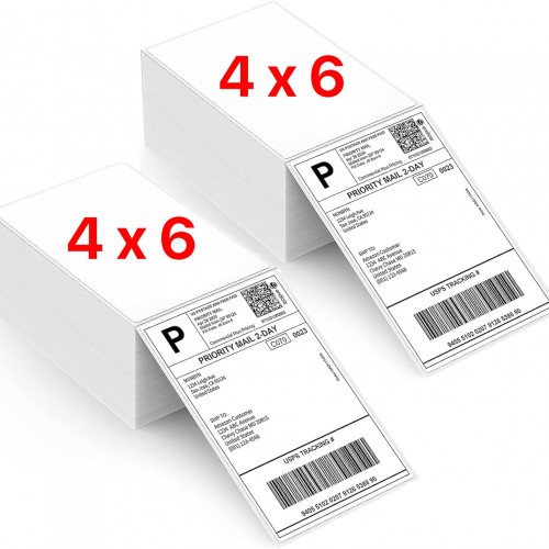 Fanfold [4 x 6 inch] x [1000 Labels] Thermal Stack Direct White Strong Adhesive Perforated Postage Shipping Printer Compatible with Zebra SNBC Epson Rollo (1000 Labels, Fanfold)