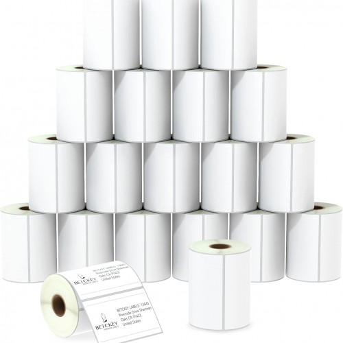 BETCKEY - 4" x 2.5" (102 mm x 64 mm) Shipping & Multipurpose Labels Compatible with Zebra & Rollo Label Printer,Premium Adhesive & Perforated [20 Rolls, 12400 Labels]