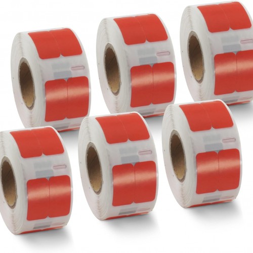 BETCKEY Colored Labels Compatible with Dymo 30333 (1/2" x 1") Extra Small Labels (2-up), Compatible for Dymo LabelWriter Thermal 450, 4XL & Zebra Desktop Printers [6 Rolls, Red]