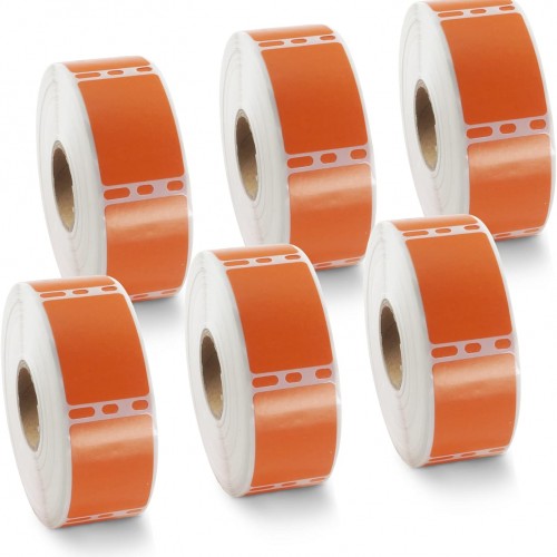 BETCKEY Colored Labels Compatible with Dymo 30347 (1" x 1-1/2") Book Spine Lables, Compatible for Dymo LabelWriter Thermal 450, 4XL & Zebra Desktop Printers [6 Rolls, 4500 Labels, Orange]