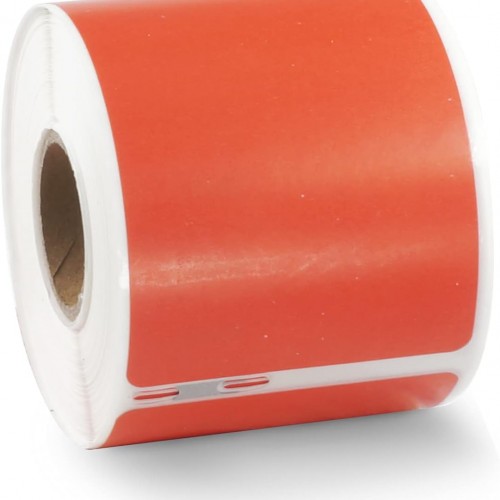 BETCKEY Colored Labels Compatible with Dymo 30323 (2-1/8" x 4") Name Badge Labels, Compatible for Dymo LabelWriter Thermal 450, 4XL & Zebra Desktop Printers [1 Roll, Red]
