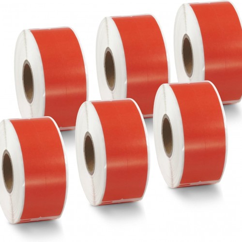 BETCKEY Colored Labels Compatible with Dymo 30277 (9/16" x 3-7/16") File Folder(2-up) Labels, Compatible for Dymo LabelWriter Thermal 450, 4XL & Zebra Desktop Printers [6 Rolls, Red]