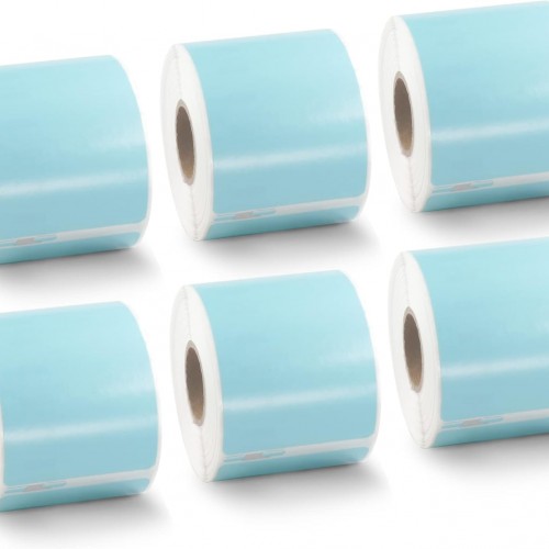 BETCKEY Colored Labels Compatible with Dymo 30323 (2-1/8" x 4") Name Badge Labels, Compatible for Dymo LabelWriter Thermal 450, 4XL & Zebra Desktop Printers [6 Rolls, 1320 Labelss, Light Blue]