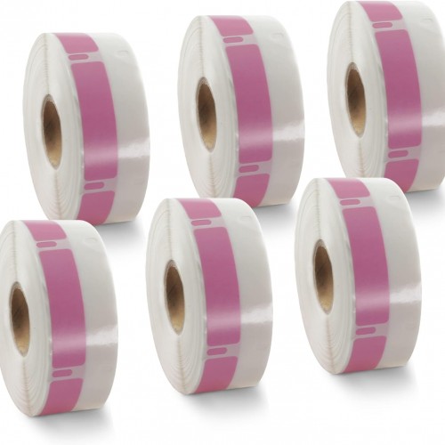 BETCKEY Colored Labels Compatible with Dymo 30346 (1/2" x 1-7/8") Library Barcode Labels, Compatible for Dymo LabelWriter Thermal 450, 4XL & Zebra Desktop Printers [6 Rolls, Pink]