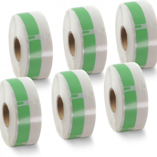 BETCKEY Colored Labels Compatible with Dymo 30346 (1/2" x 1-7/8") Library Barcode Labels, Compatible for Dymo LabelWriter Thermal 450, 4XL & Zebra Desktop Printers [6 Rolls, Green]