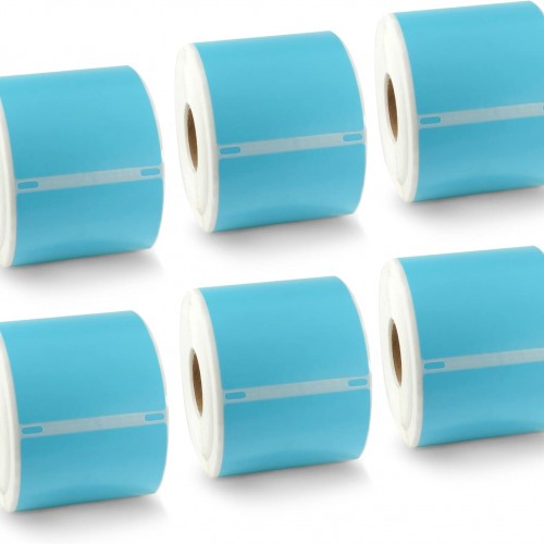 BETCKEY Colored Labels Compatible with Dymo 30857 (2-1/4" x 4") Visitor Name Tag Badge Labels, Compatible for Dymo LabelWriter Thermal 450, 4XL & Zebra Printers [6 Rolls, Light Blue]