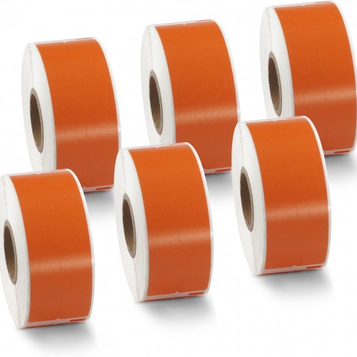 BETCKEY Colored Labels Compatible with Dymo 30277 (9/16" x 3-7/16") File Folder(2-up) Labels, Compatible for Dymo LabelWriter Thermal 450, 4XL & Zebra Desktop Printers [6 Rolls, Orange]