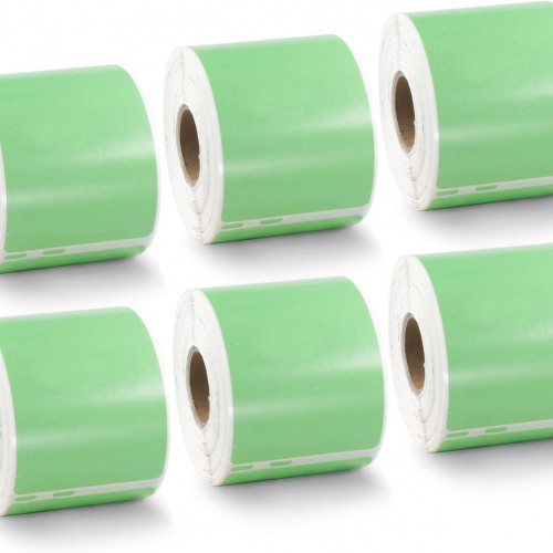 BETCKEY Colored Labels Compatible with Dymo 30323 (2-1/8" x 4") Name Badge Labels, Compatible for Dymo LabelWriter Thermal 450, 4XL & Zebra Desktop Printers [6 Rolls, 1320 Labelss, Green]