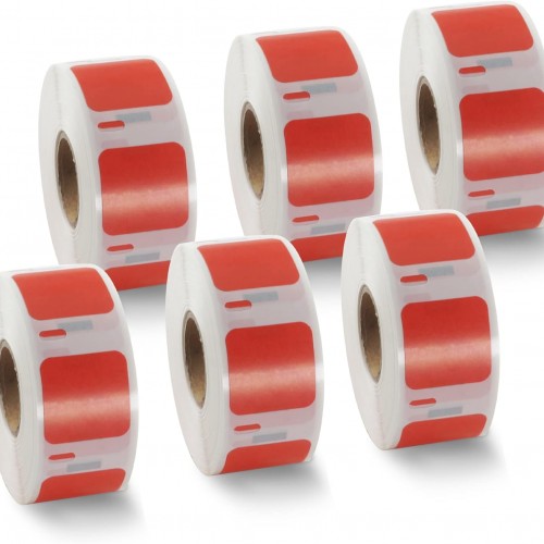 BETCKEY Colored Labels Compatible with Dymo 30332 (1" x 1") Square QR code's Multi-Purpose Labels, Compatible for Dymo LabelWriter Thermal 450, 4XL & Zebra Desktop Printers [6 Rolls, Red]