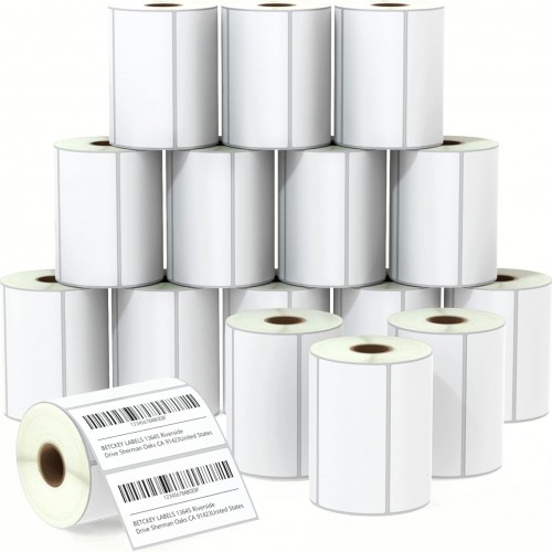 BETCKEY - 4" x 2" (102 mm x 51 mm) Barcode Shipping & Multipurpose Labels Compatible with Zebra & Rollo Label Printer,Premium Adhesive & Perforated [16 Rolls, 12000 Labels]