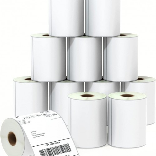 BETCKEY - 4" x 6" (102 mm x 152 mm) Shipping Labels Compatible with Zebra & Rollo Label Printer(not for dymo 4XL), Premium Adhesive & Perforated [12 Rolls, 3000 Labels]