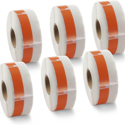 BETCKEY Colored Labels Compatible with Dymo 30346 (1/2" x 1-7/8") Library Barcode Labels, Compatible for Dymo LabelWriter Thermal 450, 4XL & Zebra Desktop Printers [6 Rolls, Orange]