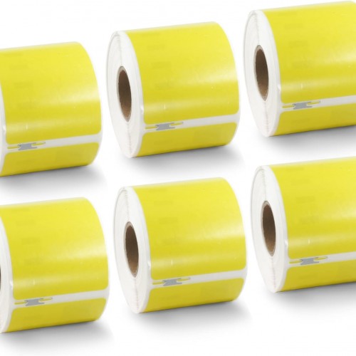 BETCKEY Colored Labels Compatible with Dymo 30323 (2-1/8" x 4") Name Badge Labels, Compatible for Dymo LabelWriter Thermal 450, 4XL & Zebra Desktop Printers [6 Rolls, 1320 Labelss, Yellow]
