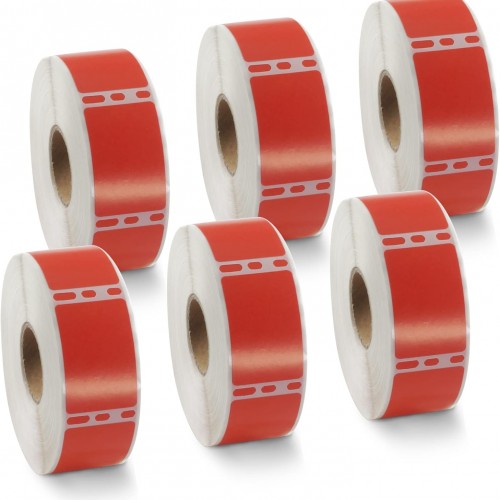 BETCKEY Colored Labels Compatible with Dymo 30347 (1" x 1-1/2") Book Spine Lables, Compatible for Dymo LabelWriter Thermal 450, 4XL & Zebra Desktop Printers [6 Rolls, 4500 Labels, Red]