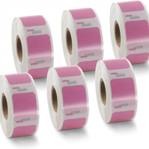 BETCKEY Colored Labels Compatible with Dymo 30332 (1" x 1") Square QR code's Multi-Purpose Labels, Compatible for Dymo LabelWriter Thermal 450, 4XL & Zebra Printers [6 Rolls, Pink]