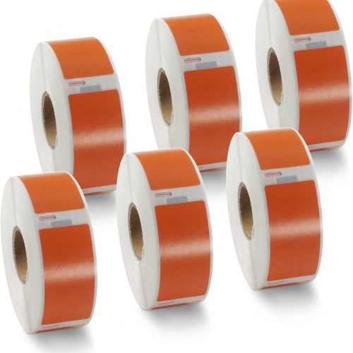 BETCKEY Colored Labels Compatible with Dymo 30336 (1" x 2-1/8") Return Address Labels, Compatible for Dymo LabelWriter Thermal 450, 4XL & Zebra Desktop Printers [6 Rolls, 3000 Labels, Orange]