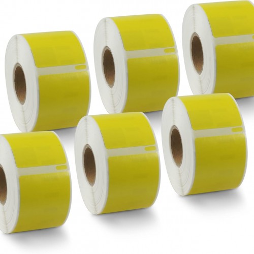 BETCKEY Colored Labels Compatible with Dymo 30321 (1-4/10" x 3-1/2") Large Address Labels, Compatible for Dymo LabelWriter Thermal 450, 4XL & Zebra Desktop Printers [6 Rolls, 1560 Labels, Yellow]