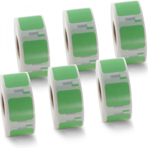 BETCKEY Colored Labels Compatible with Dymo 30332 (1" x 1") Square QR Code Labels, Compatible for Dymo LabelWriter Thermal 450, 4XL & Zebra Desktop Printers [6 Rolls, Green]