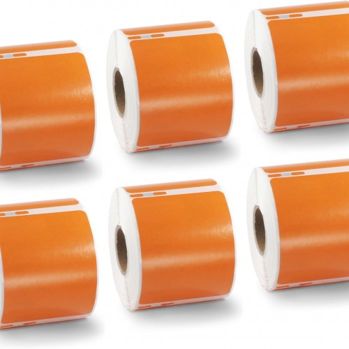 BETCKEY Colored Labels Compatible with Dymo 30324 (2-1/8" x 2-3/4") Large Multipurpose Labels, Compatible for Dymo LabelWriter Thermal 450, 4XL & Zebra Desktop Printers [6 Rolls, Orange]