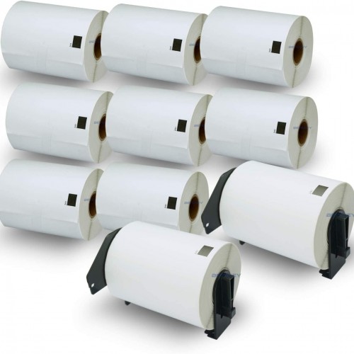 BETCKEY - Compatible Shipping Labels Replacement for Brother DK-1247 (4.07" x 6.4"), Use with Brother QL Label Printers [10 Rolls + 2 Reusable Cartridges]