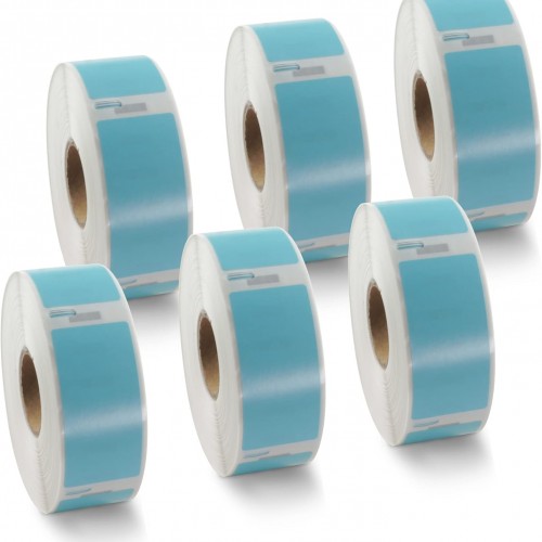 BETCKEY Colored Labels Compatible with Dymo 30336 (1" x 2-1/8") Return Address Labels, Compatible for Dymo LabelWriter Thermal 450, 4XL & Zebra Desktop Printers [6 Rolls, 3000 Labels, Light Blue]