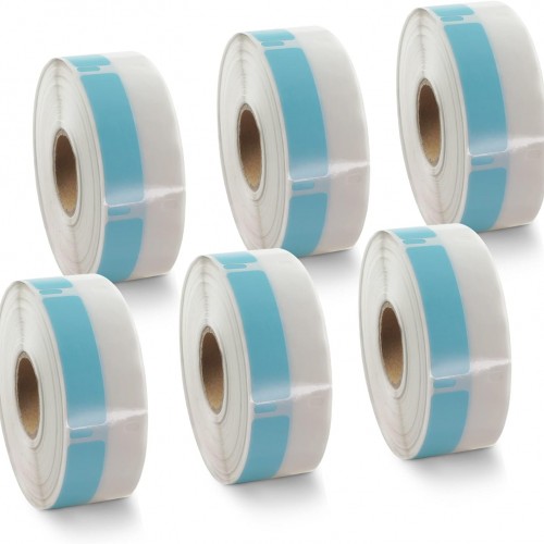 BETCKEY Colored Labels Compatible with Dymo 30346 (1/2" x 1-7/8") Library Barcode Labels, Compatible for Dymo LabelWriter Thermal 450, 4XL & Zebra Desktop Printers [6 Rolls, Light Blue]