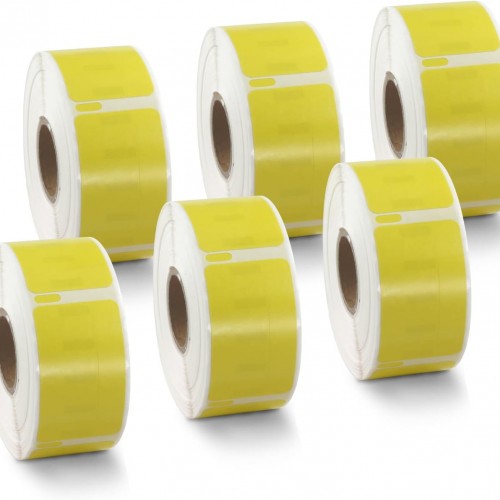BETCKEY Colored Labels Compatible with Dymo 30330 (3/4" x 2") Small Multipurpose Labels, Compatible for Dymo LabelWriter Thermal 450, 4XL & Zebra Desktop Printers [6 Rolls, Yellow]