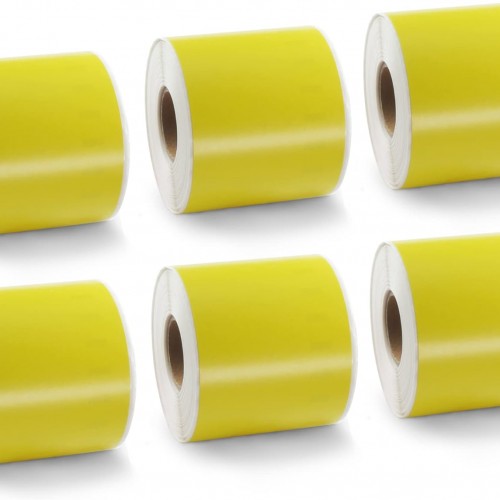 BETCKEY Colored Labels Compatible with Dymo 99019 (2-5/16" x 7-1/2") for Files, Folder, Binders, Compatible for Dymo LabelWriter Thermal 450, 4XL & Zebra Desktop Printers [6 Rolls, 900 Labels, Yellow]